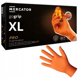Mercator gogrip orange - pirštinės, nitrilas, be pudros su deimantine tekstūra