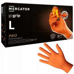 Mercator gogrip orange - pirštinės, nitrilas, be pudros su deimantine tekstūra