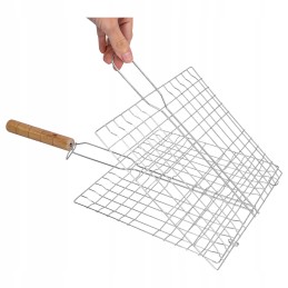 Grilio grotelės, krepšys mėsai, žuviai, daržovėms kepti, uždaros, plieninės grotelės