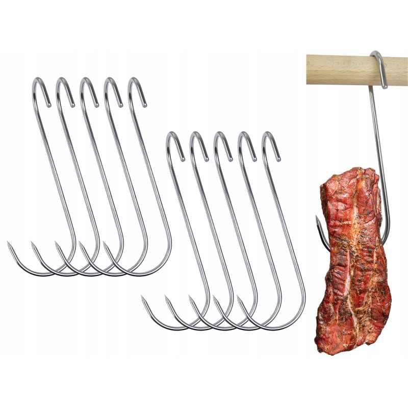 S-417-b rūkymo kabliukai 17 cm, susukti, šaltibarščiai, šoninė, šonkauliukai rūkyti