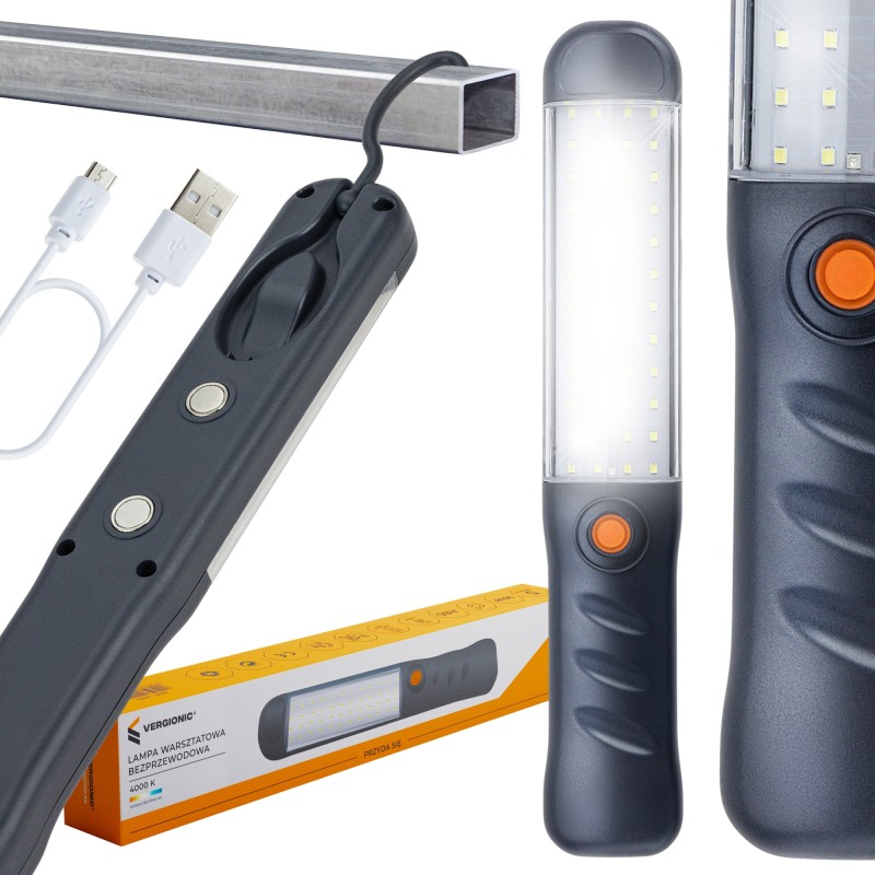 Belaidė dirbtuvių lempa LED + USB 30W