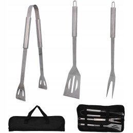 3x grilio priedai mentele šakutės grilio rinkinys grotelės + dėklas