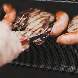 3x grilio priedai mentele šakutės grilio rinkinys grotelės + dėklas