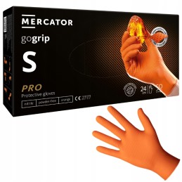 Mercator gogrip orange - pirštinės, nitrilas, be pudros su deimantine tekstūra