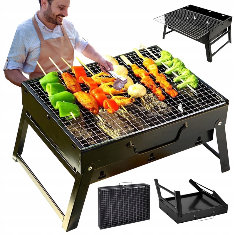 Turistinis grilis sulankstomas sodo nešiojamas lagaminas stovyklavimo anglis