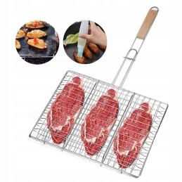 Grilio grotelių tinklinis krepšelis žuvies mėsos daržovių kepimui ant grotelių 32 5cmx23cm