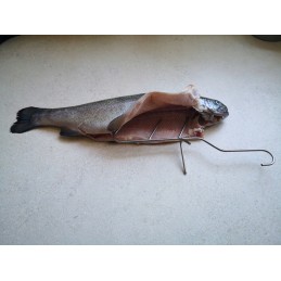 Trigubi žuvies rūkymo kabliukai su barstytuvu, ilgis 21cm, storis 3mm, rinkinyje 5 vnt.