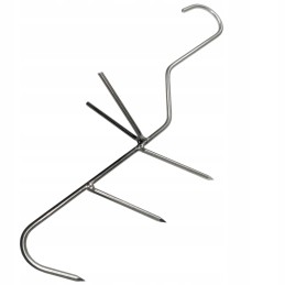 Trigubi žuvies rūkymo kabliukai su barstytuvu, ilgis 21cm, storis 3mm, rinkinyje 5 vnt.