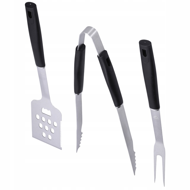 Indai, kepsninės reikmenys, kepsninės žnyplės, mentelė, šakutė, 3 elementų rinkinys