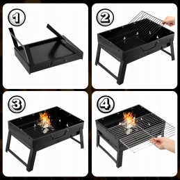 Turistinė nešiojama sulankstoma iškylos kepsninė su anglimis