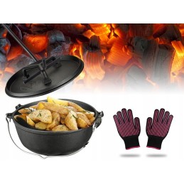 Grilio dangčio pakėlimo rankena 42cm pirštinių grilio rinkinys