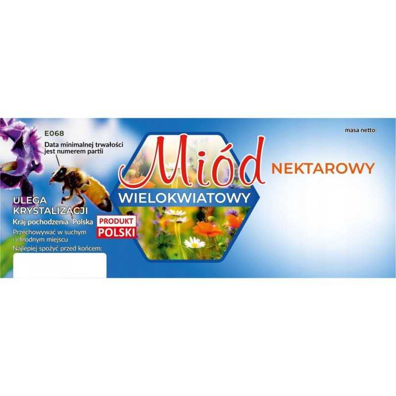 Didelės etiketės daugiažiedžiu nektariniam medui, 100 vnt