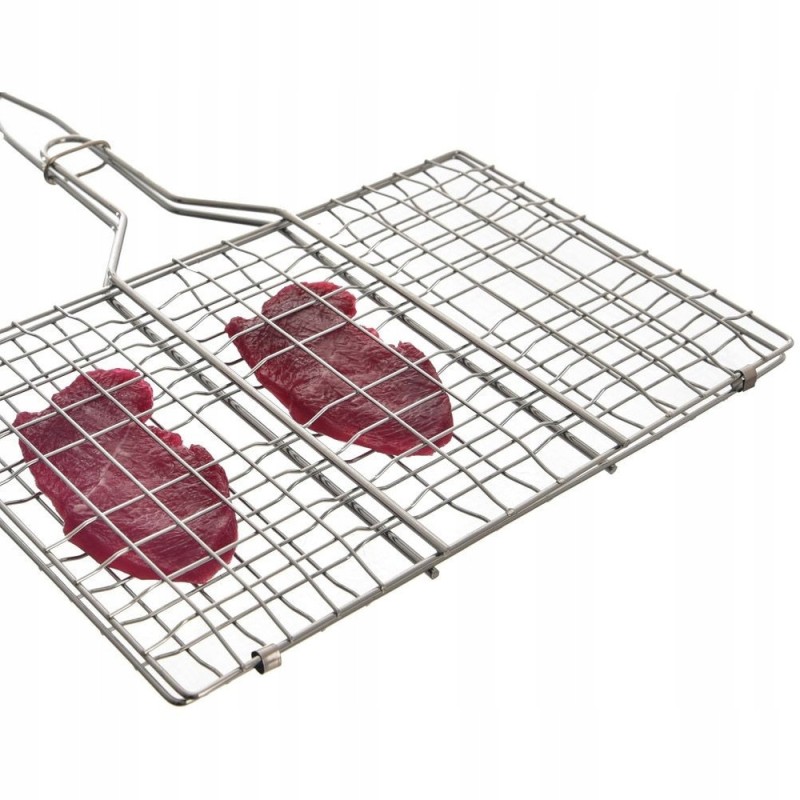 Grilio grotelės mėsai, žuviai, daržovėms kepti, uždaras krepšelis, plieninės grilio grotelės