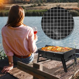 Turistinė sulankstoma anglių kepsninė, sodo lagaminas, chromuotos grotelės