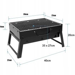 Turistinė nešiojama anglių kepsninė, sulankstoma kempingo kepsninė, erdvus lagaminas