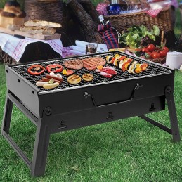 Turistinė nešiojama anglių kepsninė, sulankstoma kempingo kepsninė, erdvus lagaminas