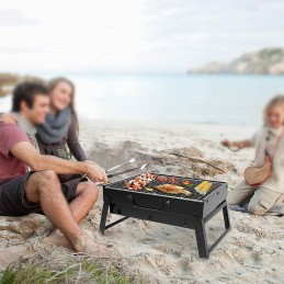 Turistinė nešiojama anglių kepsninė, sulankstoma kempingo kepsninė, erdvus lagaminas