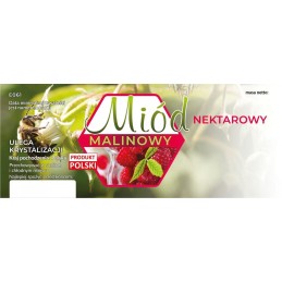 Didelės etiketės aviečių medui, 100 vnt, 1 modelis