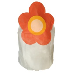 Apsauginis gobtuvas baltos ir oranžinės gėlės