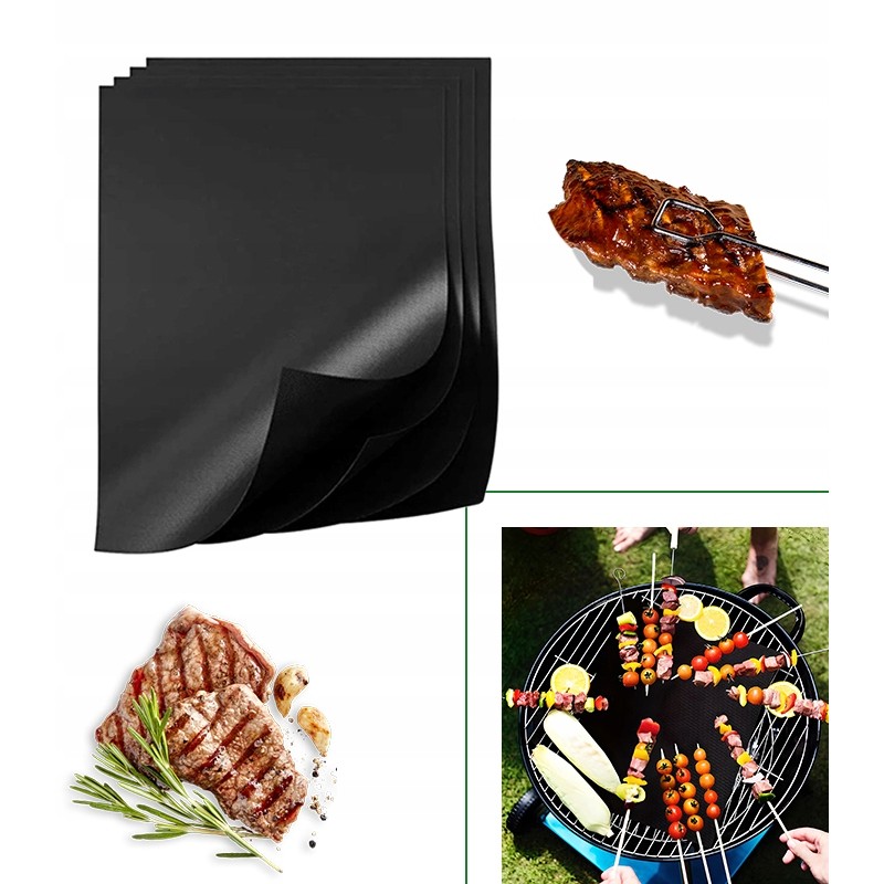 Tefloninis kilimėlis, grilio kilimėlis, kepimo skarda, daugkartinio naudojimo bbq padėklas, 10 vnt