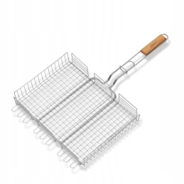 Grotelės mėsai, žuviai, daržovėms kepti, uždaros plieninės grilio grotelės 40x30