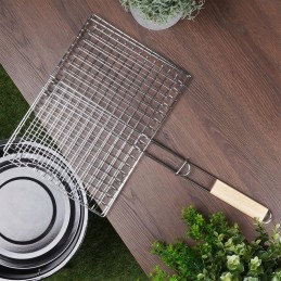 Grilio grotelės mėsai, žuviai, daržovėms kepti, uždaras krepšelis, plieninės grilio grotelės