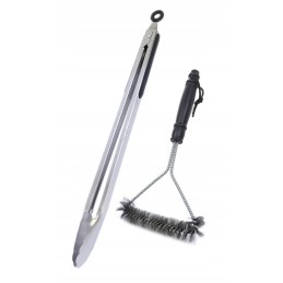 Didelės grilio žnyplės, 45 cm, grotelių šepetys