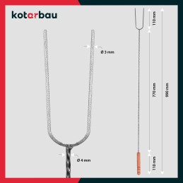 Grilio laužo šakutės, židinio šakutė 99 cm, dešros įdėklas, 10 vnt