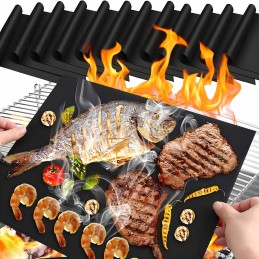 Grilio kilimėlis 12x tefloninis griliui, BBQ kepimui, daugkartinio naudojimo padėklų komplektas