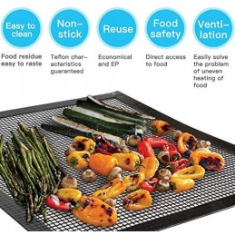 Daugkartinio naudojimo stiklo pluošto grilio kilimėlis, 3 vnt