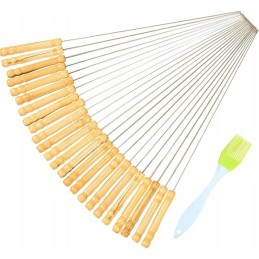 24x iešmo vėrinukai grilis medinė rankena iš nerūdijančio plieno