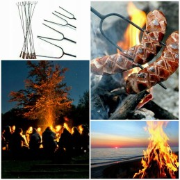 Laužo lazdos, nerūdijančio plieno šakutės, 120 cm, 10 vnt