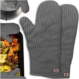 2 vnt grilio virtuvinės pirštinės, karščiui atsparios, židinys, orkaitė, židinys, pilka