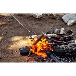 Teleskopiniai stulpai, sulankstomas židinys, grilio šakutė