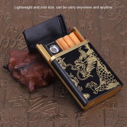 Nešiojamas cigarečių dėklas su įkraunamu žiebtuvėliu