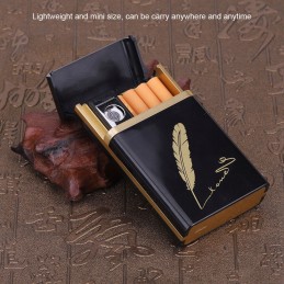 Nešiojamas cigarečių dėklas su įkraunamu žiebtuvėliu