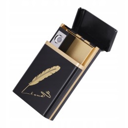 Nešiojamas cigarečių dėklas su įkraunamu žiebtuvėliu