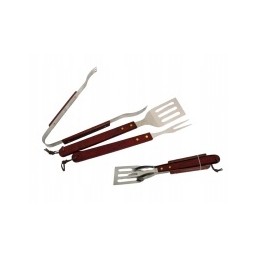 Grilio stalo įrankiai, 3 vnt., medinės rankenos, prekės kodas: 5012055-a