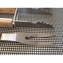 Grilio stalo įrankių rinkinys, žnyplės, šakutė, mentelė