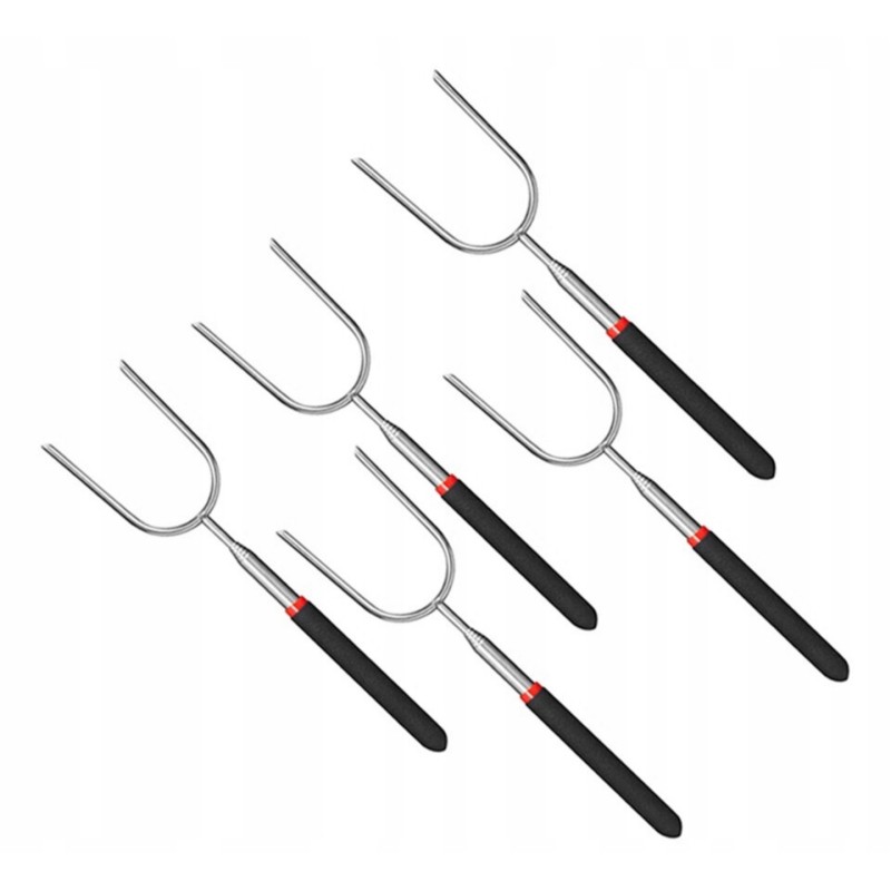 4x teleskopinis kotelis dešrelėms kepti ant laužo