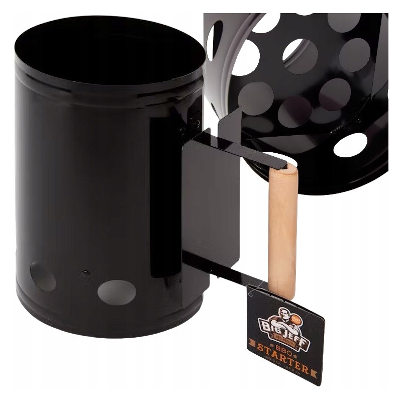 Kaminas Big Jeff šašlykinės apšvietimui, juodas, cinkuoto plieno, su rankena