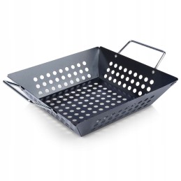 Juodas metalinis grilio krepšelis, 23x23 cm