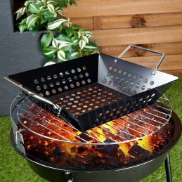 Juodas metalinis grilio krepšelis, 23x23 cm