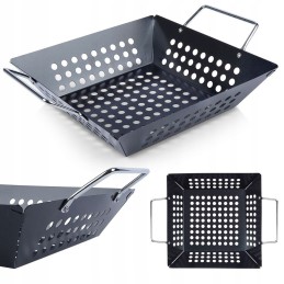 Juodas metalinis grilio krepšelis, 23x23 cm