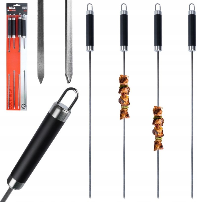 4x plieniniai iešmai kebabams kepti, 47 cm
