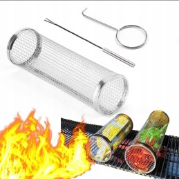 Plieninis daržovių krepšelis kepsniui, grilio padėklas, MPLCO plienas, apvalus, 30x9 cm