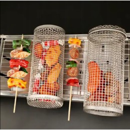 Plieninis daržovių krepšelis kepsniui, grilio padėklas, MPLCO plienas, apvalus, 30x9 cm