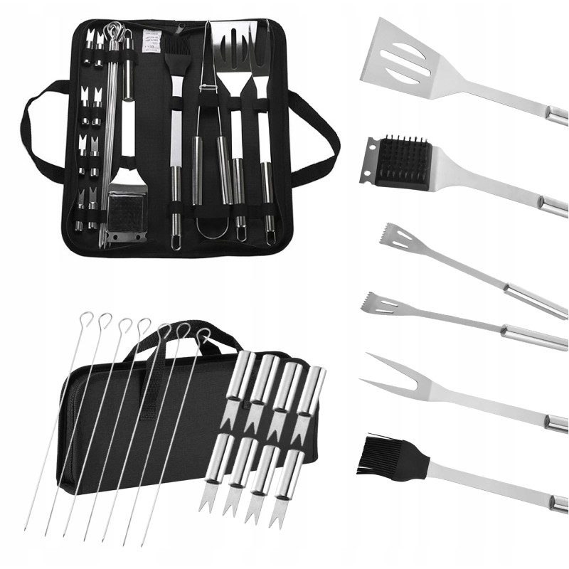 Plieninis kepsninės komplektas, priedai, kepsninės reikmenys, 21 vnt., xxl