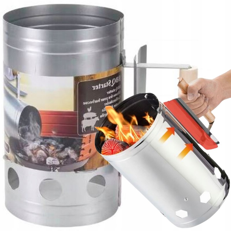 Kaminas grotelių uždegimui, anglies briketai, židinio starteris, viryklė