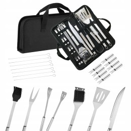 Plieninių grilio rinkinys, priedai, kepsninės reikmenys 22 viename, puiki kokybė